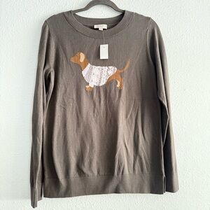 LOFT 100% Cotton Knit Dog Print Sweater‎ Size M